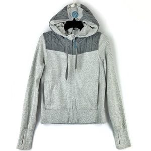 Lululemon Fireside Scuba Hoodie Jacket Cable Knit Detail Size 8 Gray